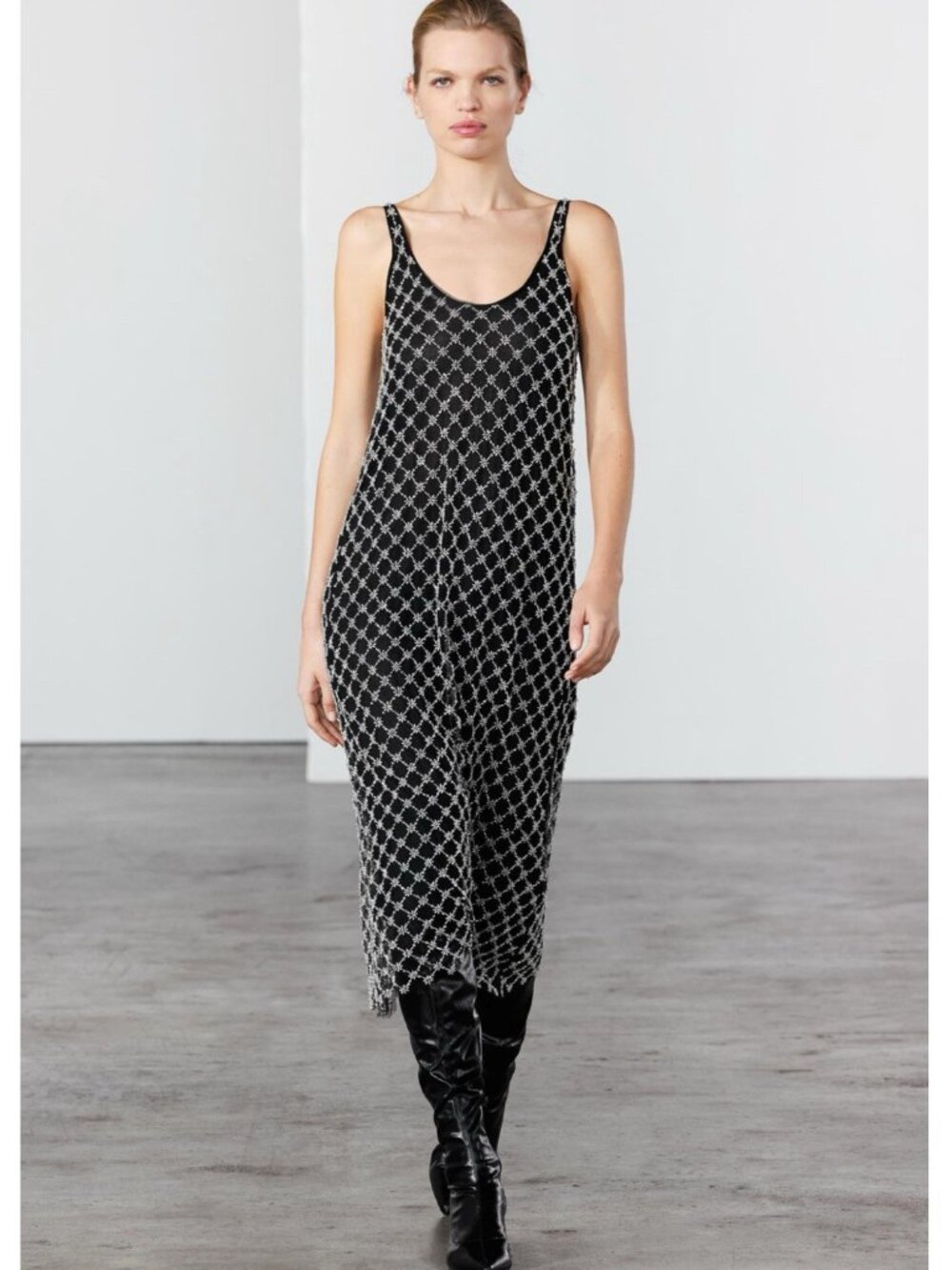 ZARA MIDI DRESS WITH JEWEL BEADS